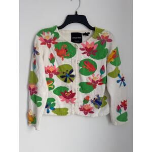 VTG MICHAEL SIMON Beaded Frog Sweater Cardigan RARE